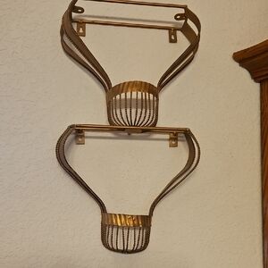 Source Unknown Gold Wall Display Shelves